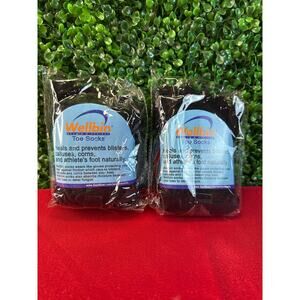 6 Pairs Wellbin Toe Socks Small - Black Five Finger Athletic Sock Bundle NWT